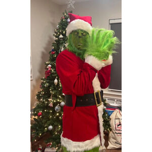 Green Furry MonsterCostume  7 PCS Deluxe Adult Includes Mask SIZE MEDIUM